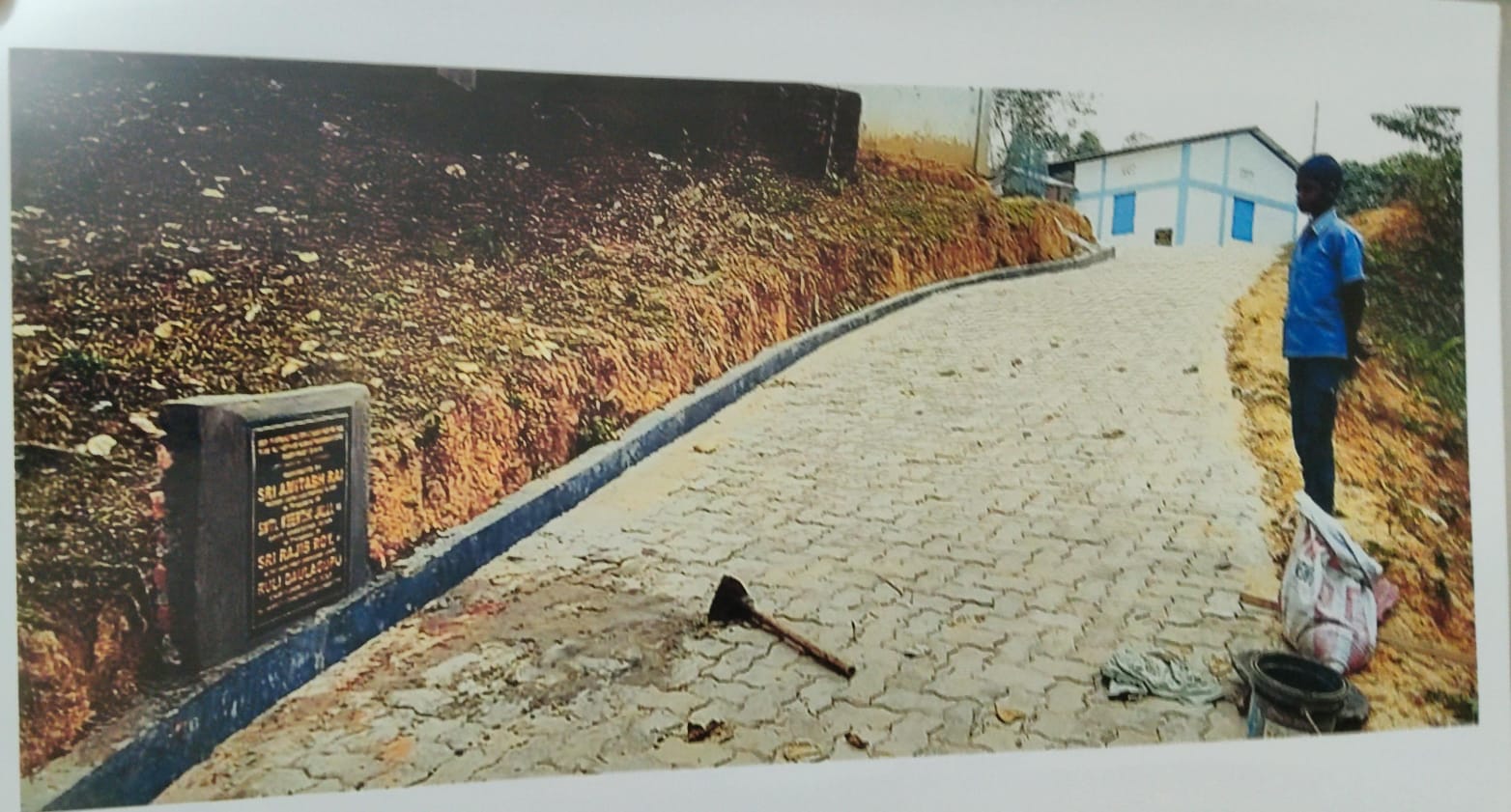 Const of approach road with CC Block from PWD  Road to  AWC No 71 with side drain at Barsangan Grant