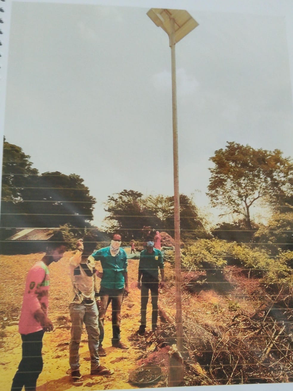 Installation of 15 nos of solar street light of 20v 40WP each.