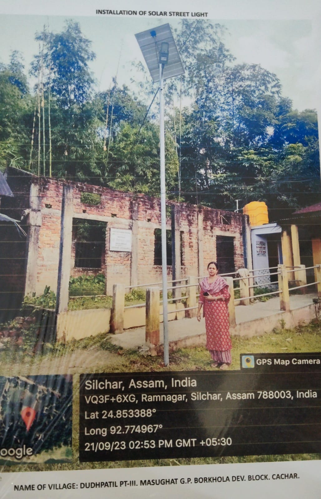 15 nos of solar street light @ Rs 40000 each is required for lightening of the internal roads of the village
