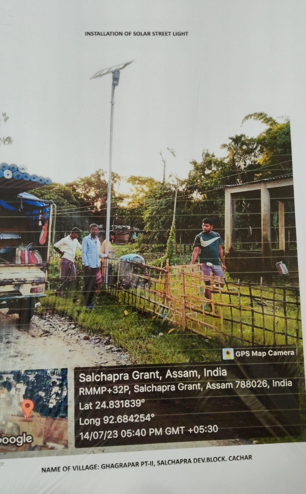 15 nos of solar street light @ Rs 40000 each is required for lightening of the internal roads of the village