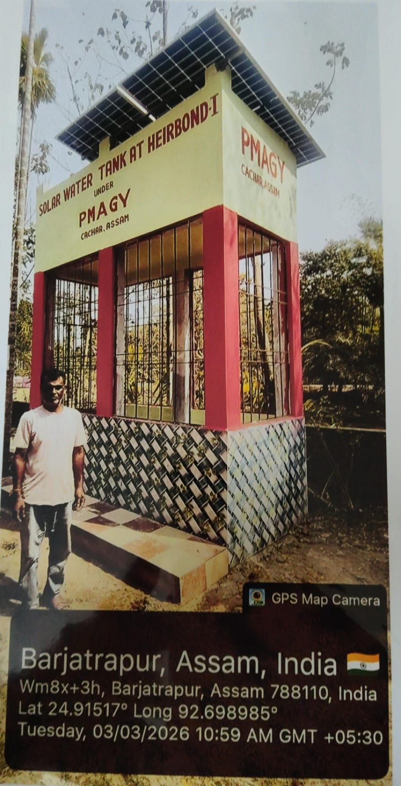 Const of Innovative/ Model Solar Water Tank at Heirbond Pt I under Cachar District