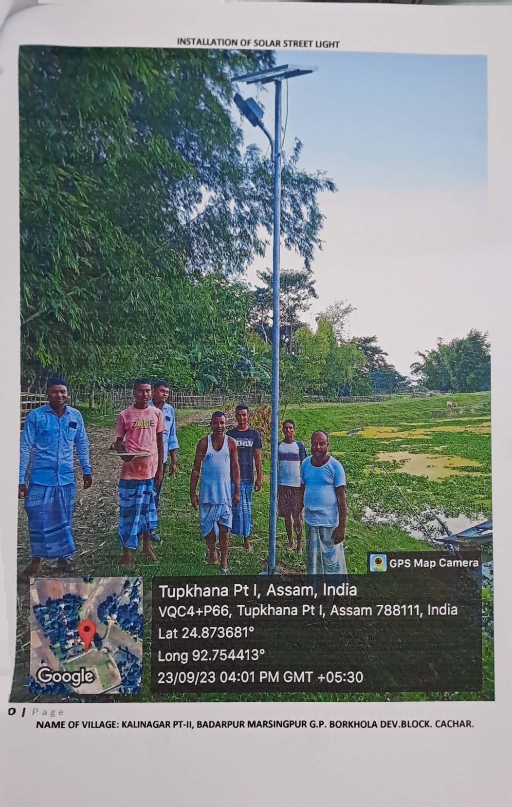 15 nos of solar street light @ Rs 40000 each is required for lightening of the internal roads of the village